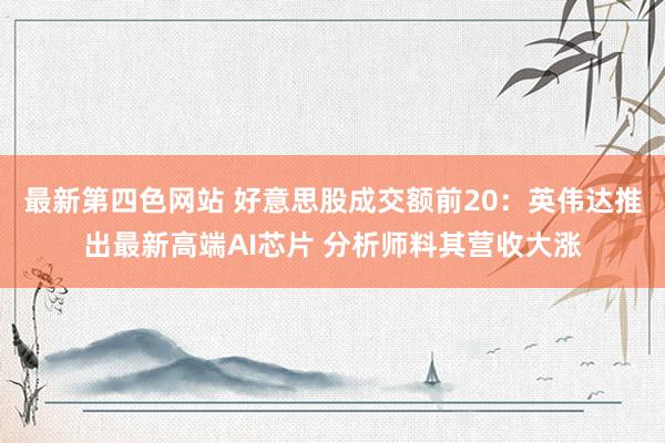 最新第四色网站 好意思股成交额前20：英伟达推出最新高端AI芯片 分析师料其营收大涨