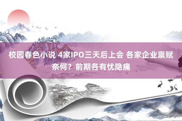 校园春色小说 4家IPO三天后上会 各家企业禀赋奈何？前期各有忧隐痛