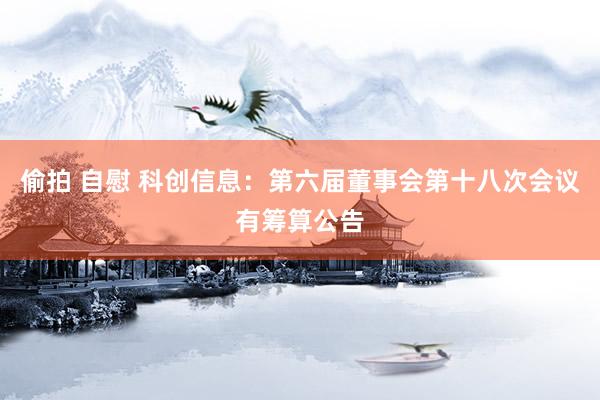 偷拍 自慰 科创信息：第六届董事会第十八次会议有筹算公告