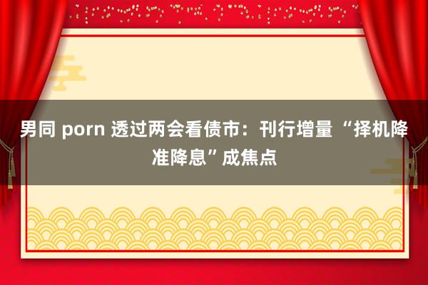 男同 porn 透过两会看债市：刊行增量 “择机降准降息”成焦点