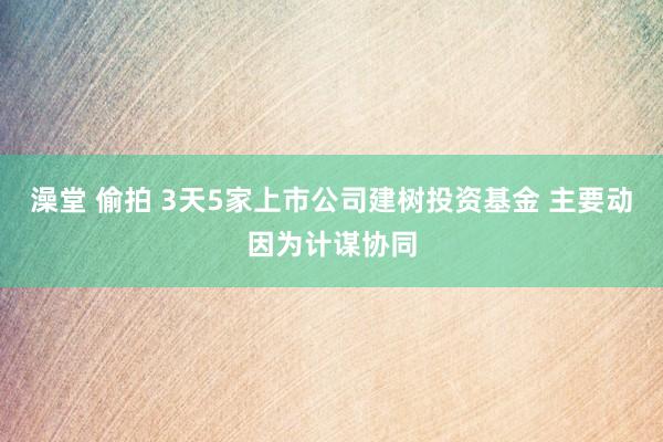 澡堂 偷拍 3天5家上市公司建树投资基金 主要动因为计谋协同